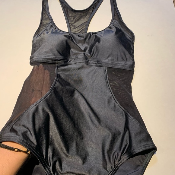 Moontide metallic grey sporty mesh sides swimsuit - Picture 4 of 15
